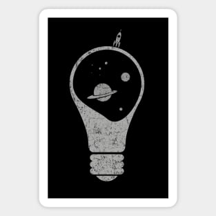 Light Bulb - Space, Stars, Planets, Saturn and little space rocket Magnet
